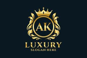 modèle de logo de luxe royal lettre ak initial dans l'art vectoriel pour les projets de marque luxueux et autres illustrations vectorielles.