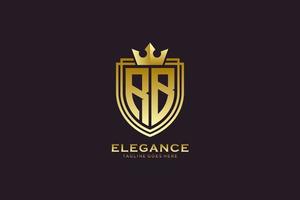 logo monogramme de luxe élégant initial rb ou modèle de badge avec volutes et couronne royale - parfait pour les projets de marque de luxe vecteur