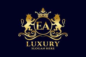 modèle de logo de luxe royal lion lettre initiale ea dans l'art vectoriel pour les projets de marque de luxe et autres illustrations vectorielles.