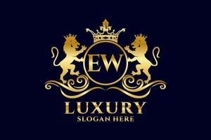 modèle de logo de luxe royal lion lettre initiale ew dans l'art vectoriel pour des projets de marque luxueux et d'autres illustrations vectorielles.