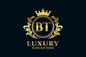 modèle initial de logo de luxe royal de lettre bt dans l'art vectoriel pour des projets de marque luxueux et d'autres illustrations vectorielles.