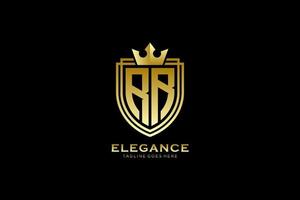 logo monogramme de luxe élégant initial rr ou modèle de badge avec volutes et couronne royale - parfait pour les projets de marque de luxe vecteur