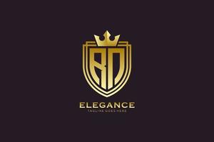 logo monogramme de luxe élégant initial rn ou modèle de badge avec volutes et couronne royale - parfait pour les projets de marque de luxe vecteur