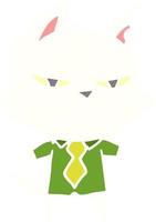 chat de dessin animé de style couleur plat dur en chemise et cravate vecteur