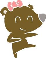 dessin animé de style plat couleur ours femelle vecteur