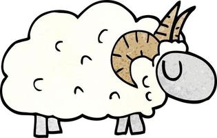 dessin animé doodle mouton avec des cornes vecteur