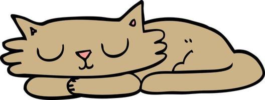 dessin animé doodle chat endormi vecteur