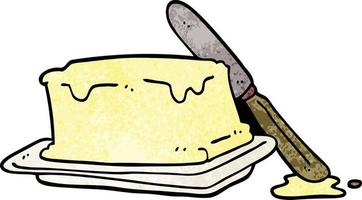 dessin animé doodle beurre et couteau vecteur