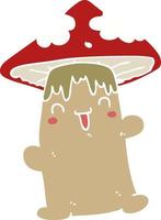 personnage de champignon de dessin animé de style plat couleur vecteur