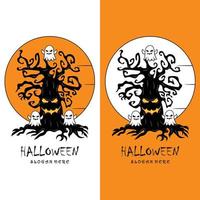 logo halloween avec modèle de slogan vecteur