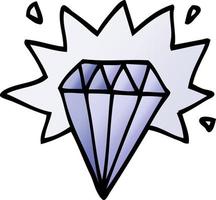 dessin animé doodle diamant de tatouage vecteur
