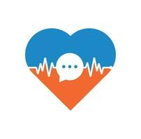 concept de conceptions de logo de consultation de santé. logo médical et ondes de battement de coeur dans le modèle de logo d'icône de chat. vecteur