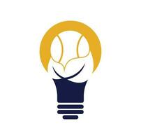 conception de logo vectoriel de concept de forme d'ampoule de feuille de tennis. jeu et symbole ou icône écologique.