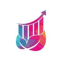modèle de logo de feuille de finances. vecteur d'icône de logo de statistiques de nature. entreprise d'investissement avec le concept de logo de barre et de feuille en hausse.