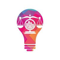 modèle vectoriel de logo de concept de forme d'ampoule de finance de justice. cabinet d'avocats créatif avec concept de conception de logo graphique.