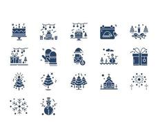 jeu d'icônes de symbole de noël vecteur