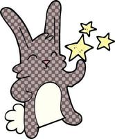 dessin animé doodle lapin heureux vecteur