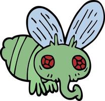 doodle de dessin animé d'une mouche vecteur