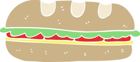 illustration en couleur plate d'un énorme sandwich de dessin animé vecteur