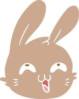 visage de lapin heureux de dessin animé de style plat couleur vecteur