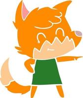 renard amical de dessin animé de style plat couleur vecteur