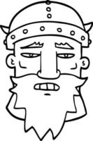 dessin au trait dessin animé visage viking vecteur