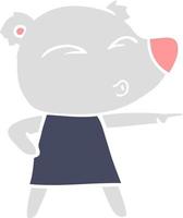 ours sifflant de dessin animé de style plat couleur en robe vecteur