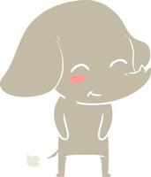 éléphant de dessin animé mignon style couleur plat vecteur