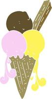 illustration en couleur plate d'un cornet de crème glacée de dessin animé vecteur