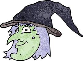 dessin animé doodle visage de sorcière vecteur