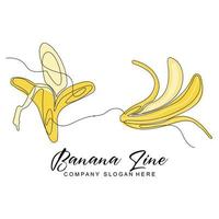 création de logo de banane, vecteur de fruits avec style d'art en ligne, illustration de papier peint de marque de produit