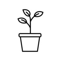 contour de l'icône du pot de plantes vecteur