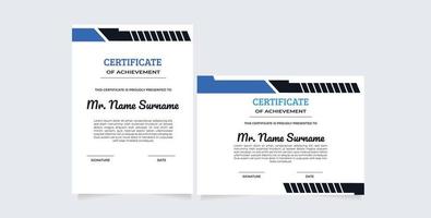 modèle de certificat avec format portrait et paysage a4 pour certificat de diplôme, prix d'entreprise. fond de bordure géométrique coloré pour certificat vecteur