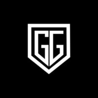 création de logo de lettre gg avec fond noir dans l'illustrateur. logo vectoriel, dessins de calligraphie pour logo, affiche, invitation, etc. vecteur