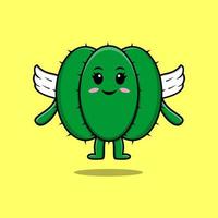 personnage de dessin animé mignon cactus portant des ailes vecteur