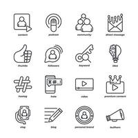 ensemble d'icônes de ligne de blogueur, collection de symboles vectoriels de contour, pack de pictogrammes de style linéaire. signes, illustration de logo. vecteur