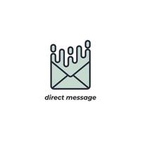 Le signe vectoriel du symbole de message direct est isolé sur un fond blanc. couleur de l'icône modifiable.