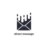 Le signe vectoriel du symbole de message direct est isolé sur un fond blanc. couleur de l'icône modifiable.