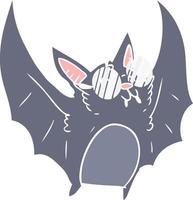 chauve-souris vampire de dessin animé de style plat portant des lunettes vecteur