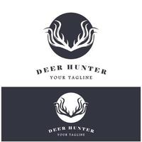 hunter deer antler logo vector illustration design avec modèle de slogan