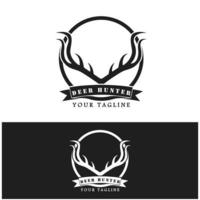 hunter deer antler logo vector illustration design avec modèle de slogan