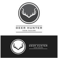 hunter deer antler logo vector illustration design avec modèle de slogan