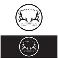 hunter deer antler logo vector illustration design avec modèle de slogan