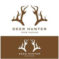 hunter deer antler logo vector illustration design avec modèle de slogan