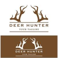 hunter deer antler logo vector illustration design avec modèle de slogan