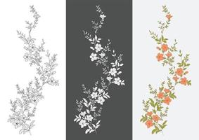 ensemble de motifs floraux. conception de vecteur de fleurs colorées. noir et blanc..