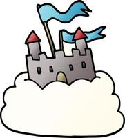 château de griffonnage de dessin animé sur le nuage vecteur