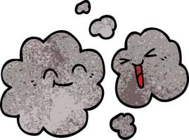 dessin animé doodle de fumée grise heureuse vecteur