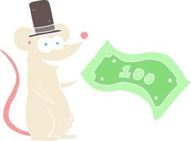 illustration en couleur plate d'une souris riche en dessin animé vecteur