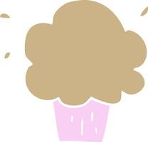 cupcake de dessin animé de style plat couleur vecteur